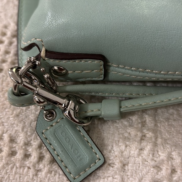 COACH Mini Pouch Leather Turnlock 
 Mint Green Leather Clutch - Picture 9 of 10